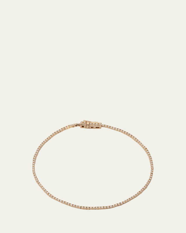 14K Gold Skinny Diamond Tennis Bracelet, 7"L